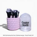 15-Count Professional, Vegan-friendly Makeup Brush Set with FREE Rotating Hard Case | 12 Foundation, Eyeshadow & Concealer Brushes + 2 Blender Sponges & 1 Powder Puff – Complete Face & Eye Beauty Kit.